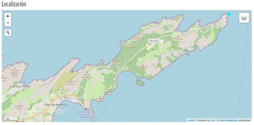 Mapa de la zona de Formentor