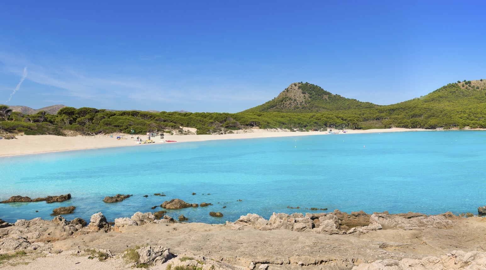 Cala Agulla beach in Mallorca with fine sand and turquoise water