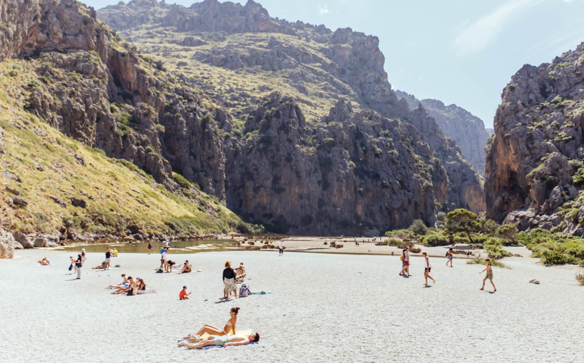 Sa Calobra beach at the mouth of the Torrent de Pareis in Mallorca