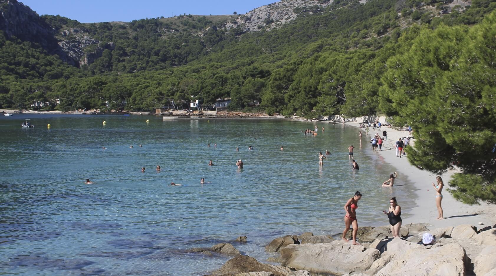 View of Formentor Beach from the shore, one of the most iconic beaches in Mallorca
