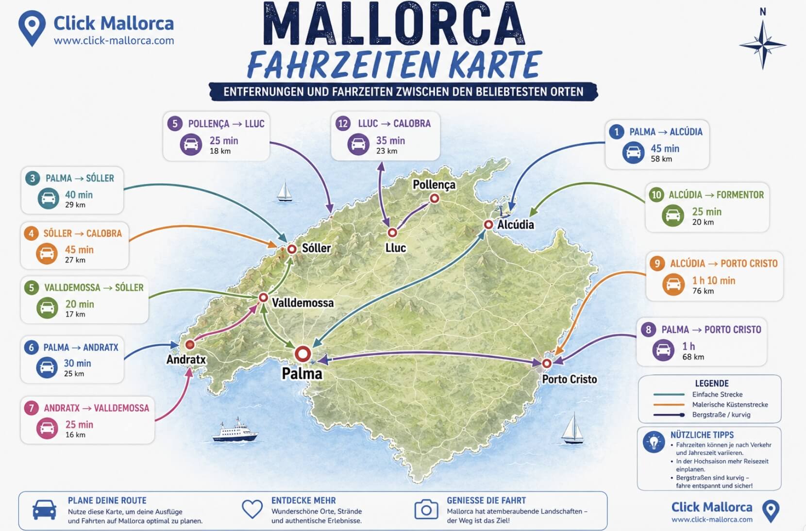 mallorca fahrzeite karte
