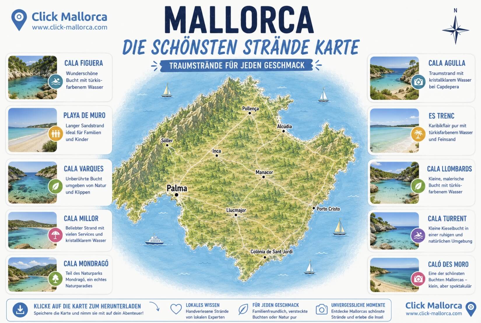 mallorca karte mit schonste strand